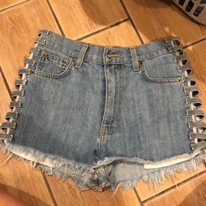 Carmar jean shorts with ribbed sides